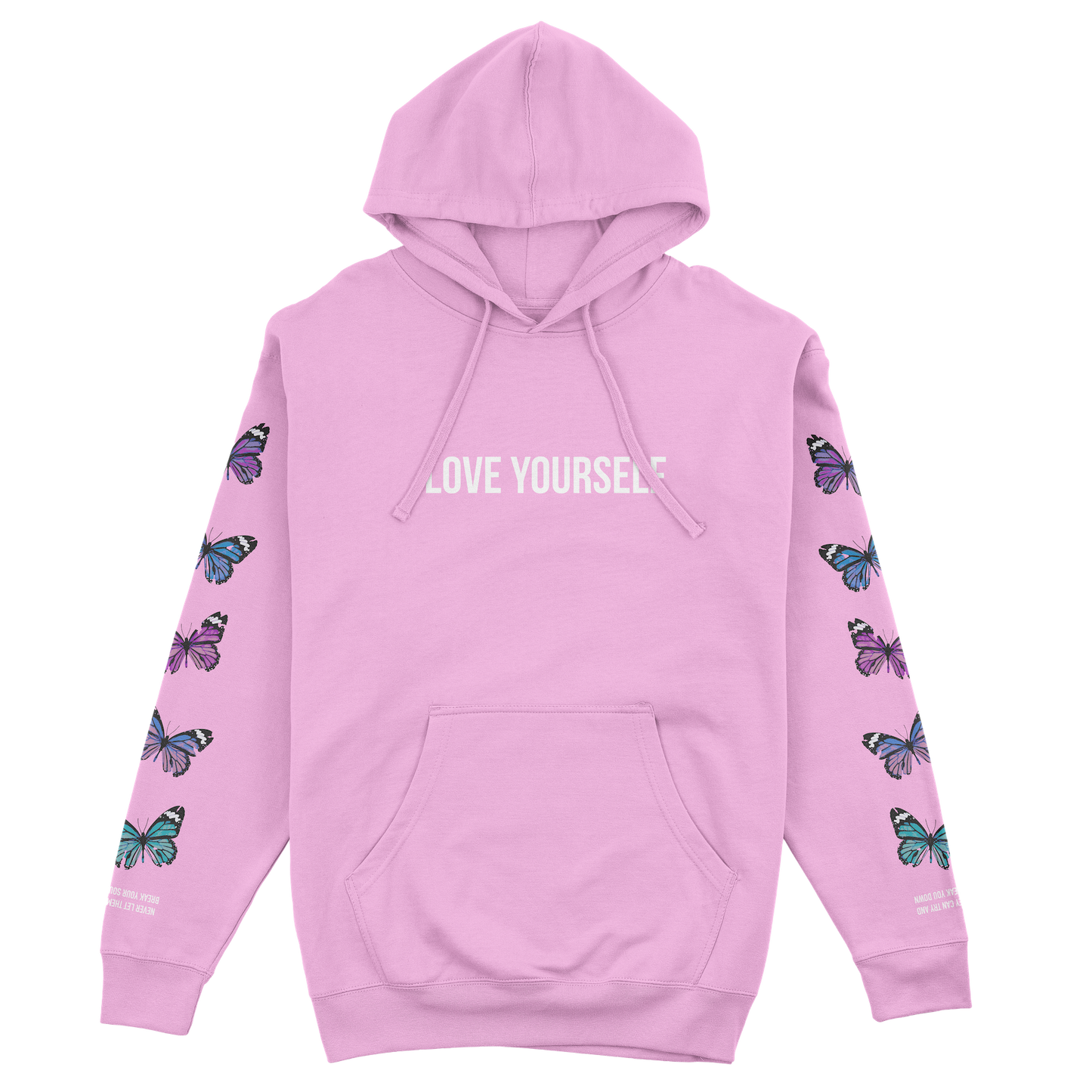 LOVE YOURSELF BROKEN BUTTERFLY HOODIE - PINK