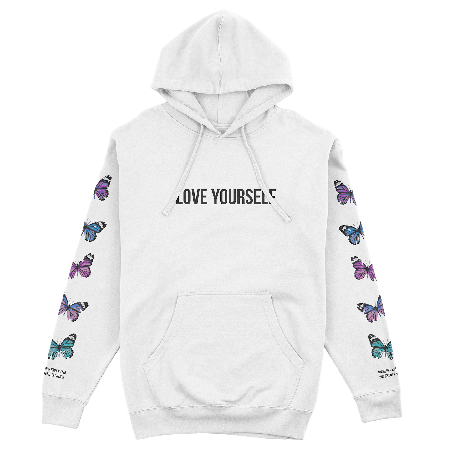 LOVE YOURSELF BROKEN BUTTERFLY HOODIE - WHITE