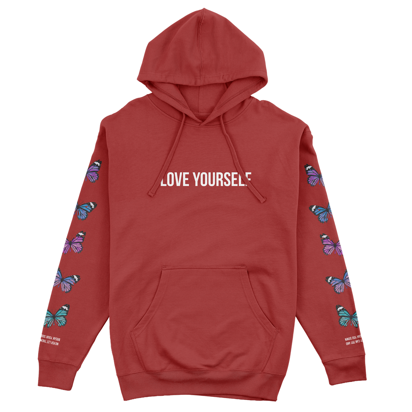 LOVE YOURSELF BROKEN BUTTERFLY HOODIE - RED