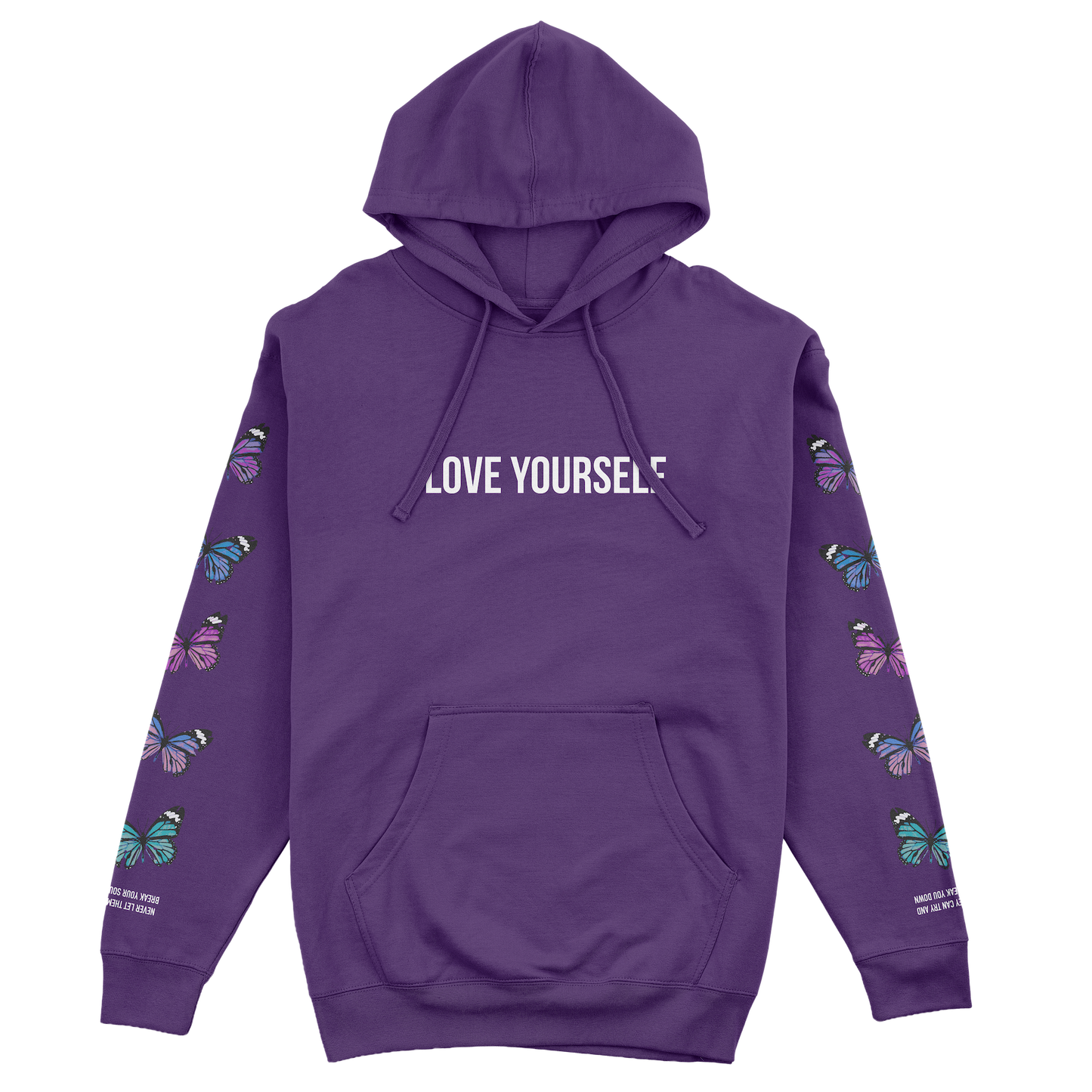 LOVE YOURSELF BROKEN BUTTERFLY HOODIE - PURPLE