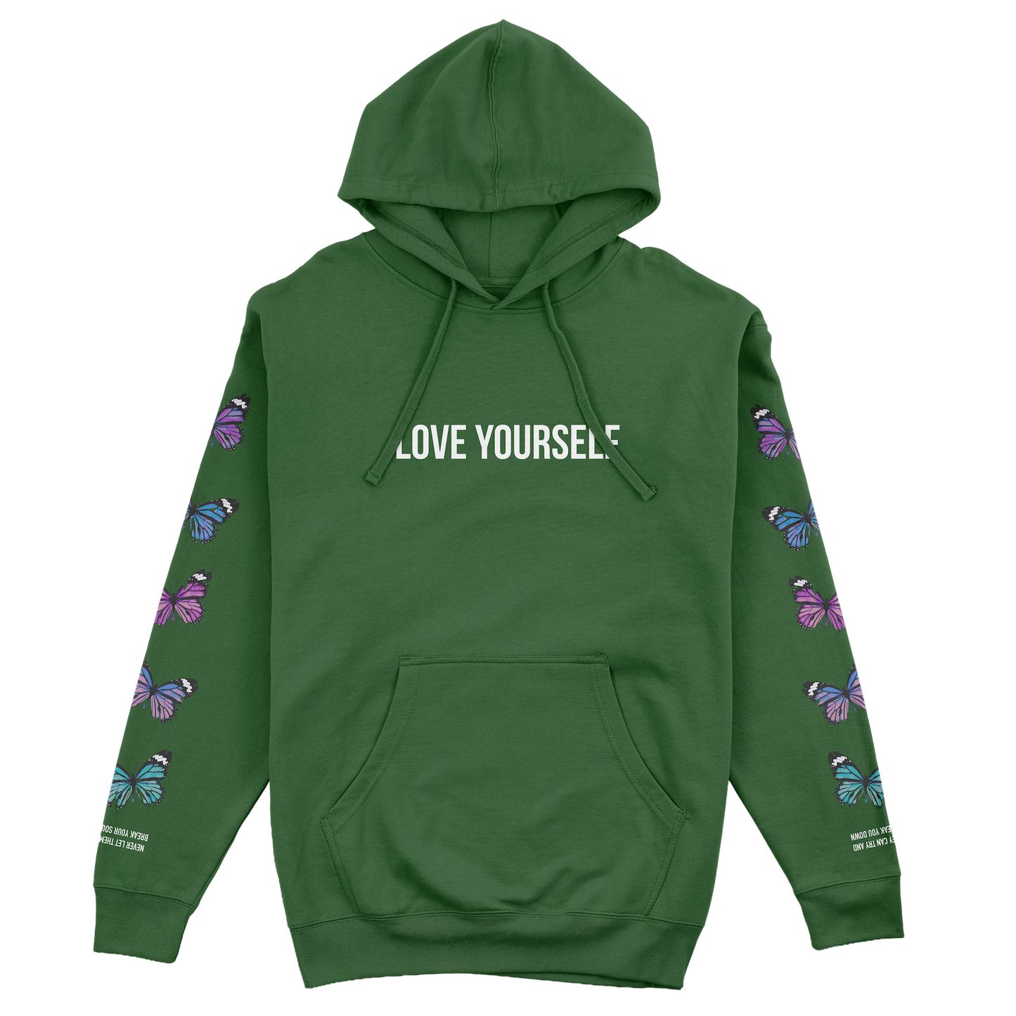 LOVE YOURSELF BROKEN BUTTERFLY HOODIE - GREEN