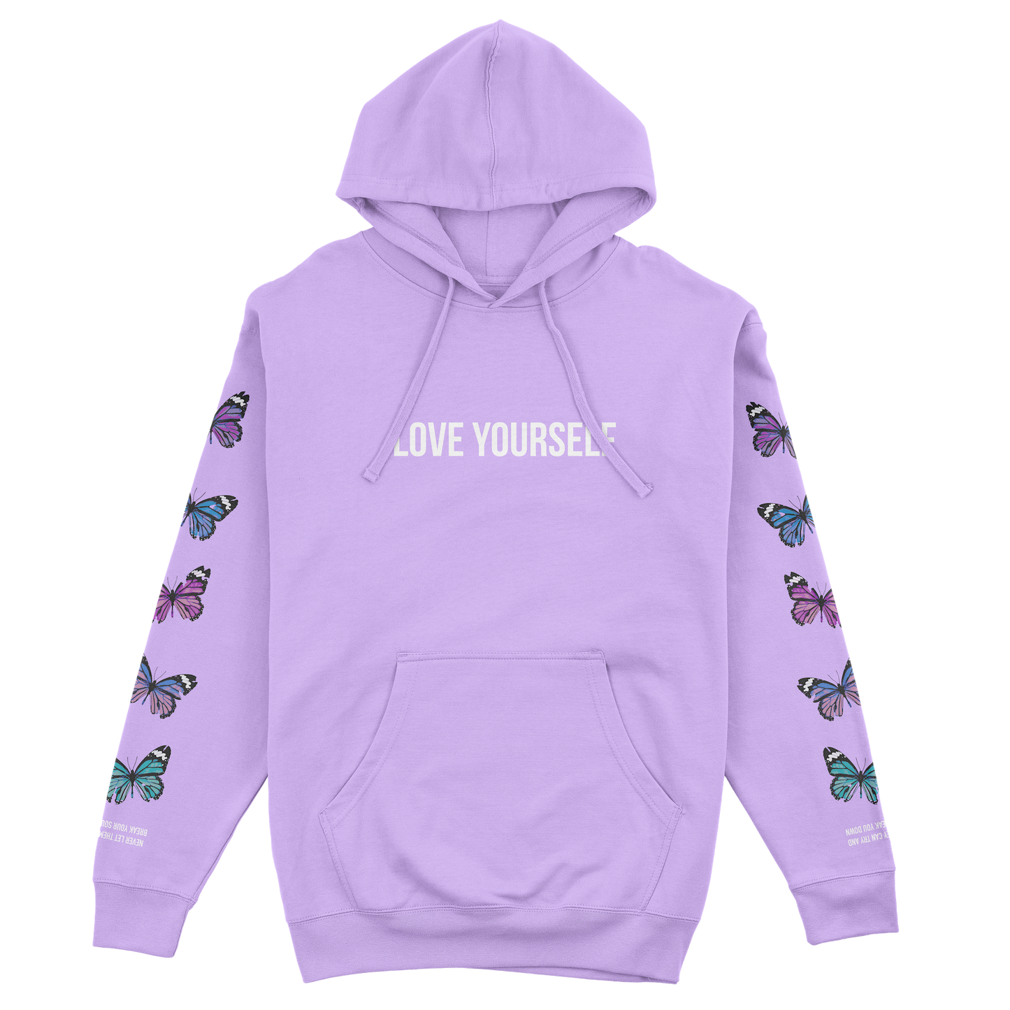 LOVE YOURSELF BROKEN BUTTERFLY HOODIE - LAVENDER