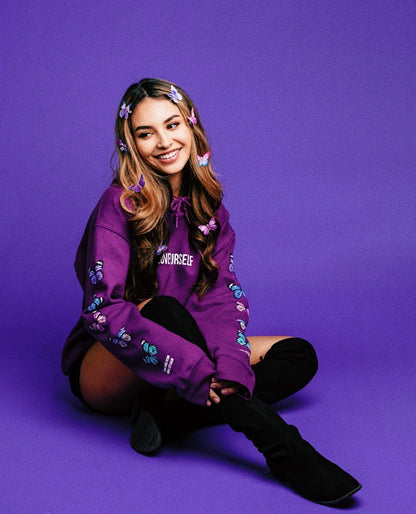 LOVE YOURSELF BROKEN BUTTERFLY HOODIE - PURPLE