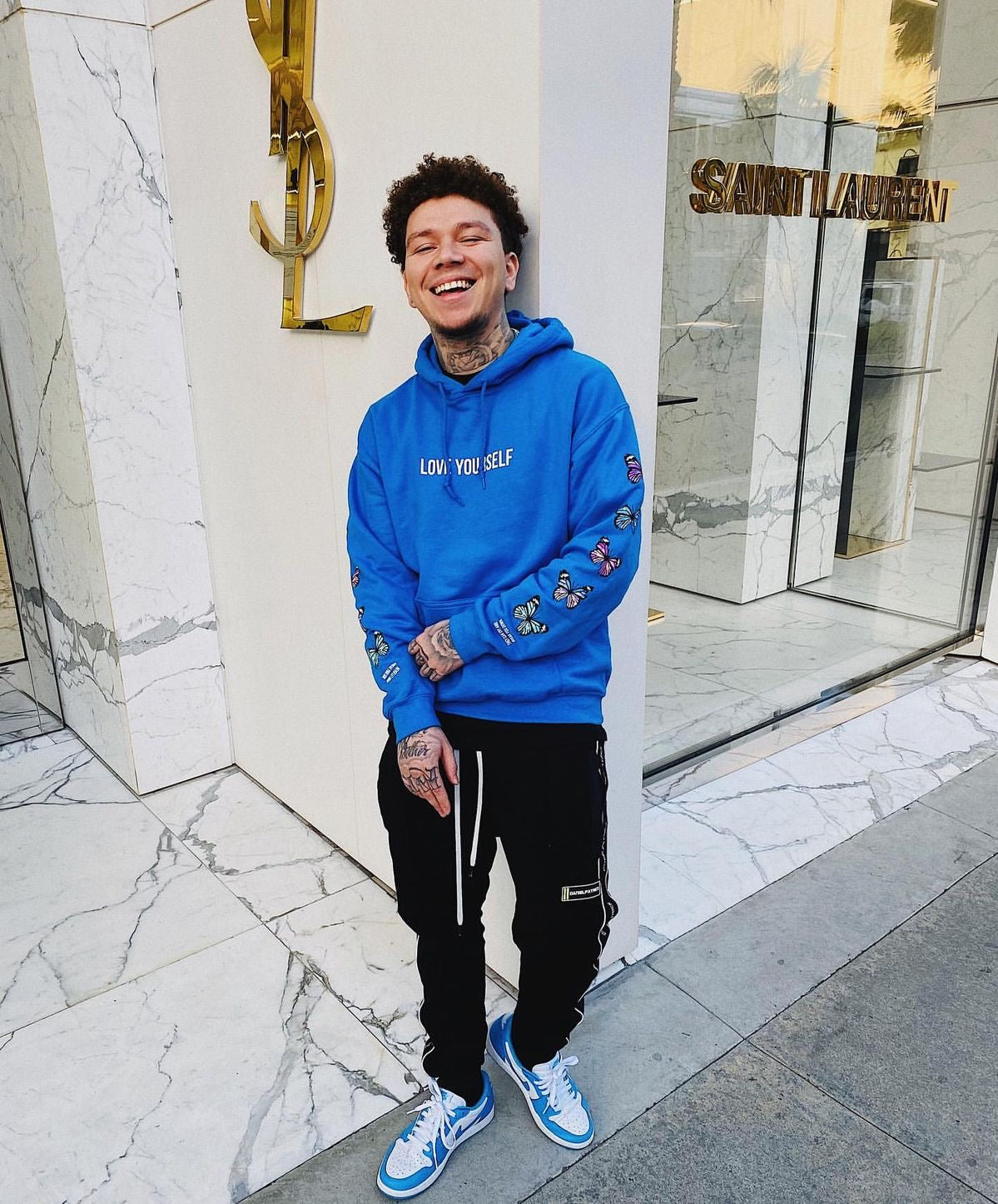 LOVE YOURSELF BROKEN BUTTERFLY HOODIE - ROYAL