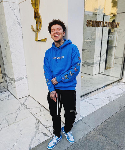 LOVE YOURSELF BROKEN BUTTERFLY HOODIE - ROYAL