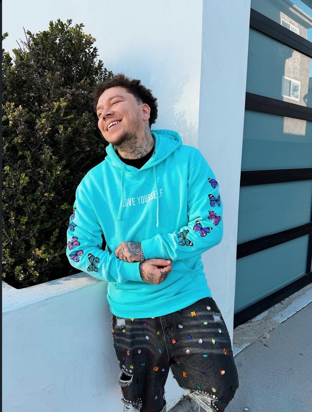 LOVE YOURSELF BROKEN BUTTERFLY HOODIE - MINT